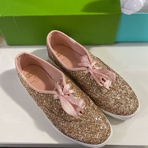 Kate Spade Keds Rose Gold Glitter shoe